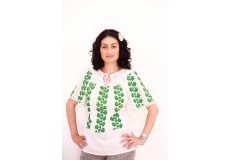 Ie damă cu mânecă scurtă model floral verde